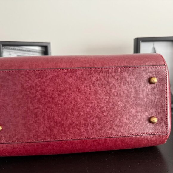 Vintage Must de Cartier Burgundy Boston Handbag Gold Hardware - Picture 7 of 12